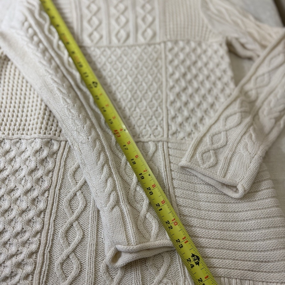 Coldwater Creek Cream Cable Knit Sweater Womens Sz PS Fisherman‎ Preppy Coastal - Picture 8 of 9